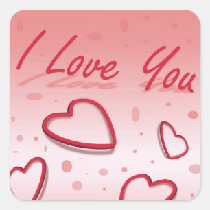 Sticker Carré Je T'Aime Les Coeurs