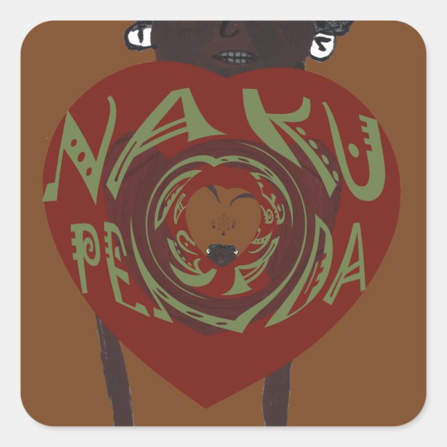 Sticker Carré Je T'Aime ! Nakupenda Sana (Devant)