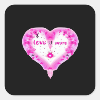 Sticker Carré Je t'aime plus cœur rose romantique