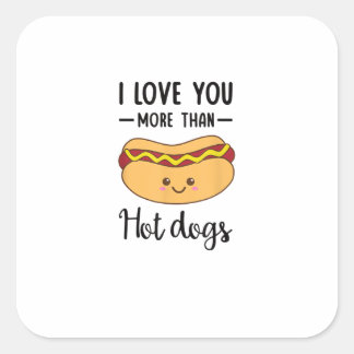 Sticker Carré Je t'aime plus que les hot-dogs, jeu de mots drôle