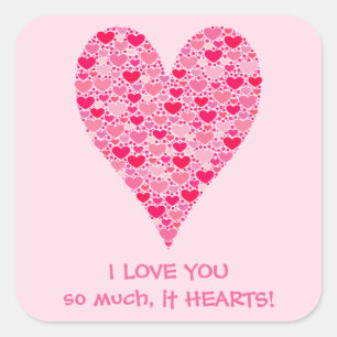 Sticker Carré Je t'aime tellement il coeur de coeurs minuscules