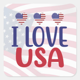 Sticker Carré Je t'aime USA