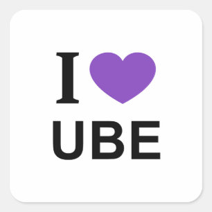 Sticker Carré Je ❤️ UBE avec cœur violet JE SUIS AMOUREUX D'UBE