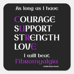 Sticker Carré Je Vais Battre...Fibro