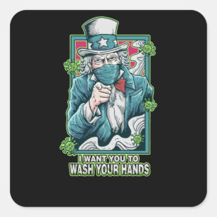 Sticker Carré je veux que tu te laves les mains