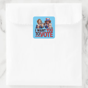 Sticker Carré JE VEUX QUE VOUS VOTIEZ (Mesdames au chat)