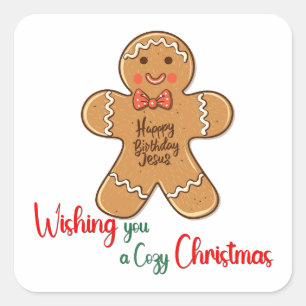 Sticker Carré Je vous souhaite un Noël cosy Saint-Cookies