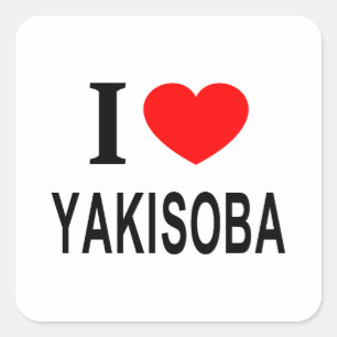 STICKER CARRÉ JE ❤️ YAKISOBA J'AIME YAKISOBA J'AIME YAKISOBA J'A