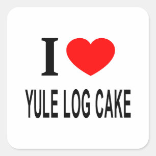 STICKER CARRÉ JE ❤️ YULE JOURNAL GÂTEAU J'AIME YULE JOURNAL GÂTE