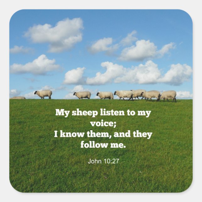 Sticker Carré Jean 10:27, verset Écriture (Devant)