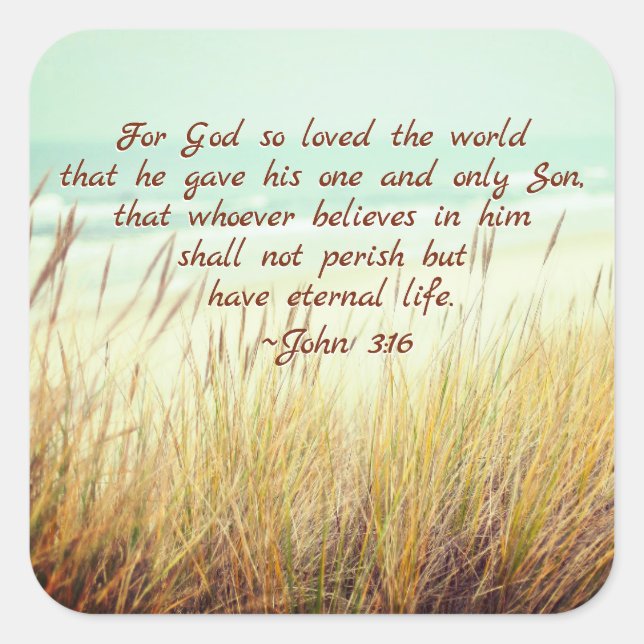 Sticker Carré Jean 3:16 Car Dieu a tant aimé le monde, la Bible  (Devant)
