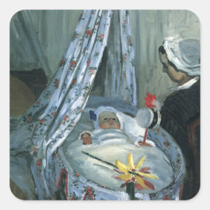 Sticker Carré Jean Monet dans son berceau par Claude Monet