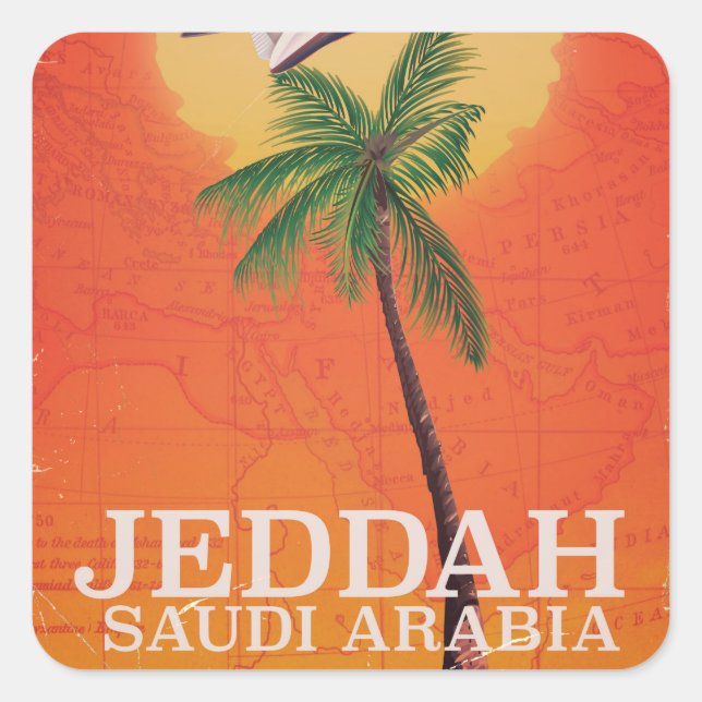 Sticker Carré Jeddah Arabie Saoudite affiche de vacances (Devant)