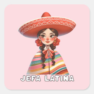 Sticker Carré Jefa Latina Latinx possède une petite entreprise
