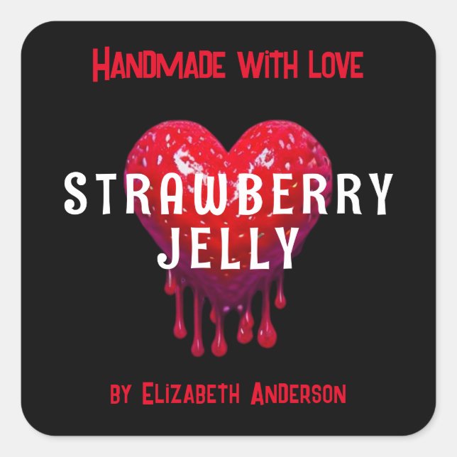 Sticker Carré Jelly aux fraises (Devant)