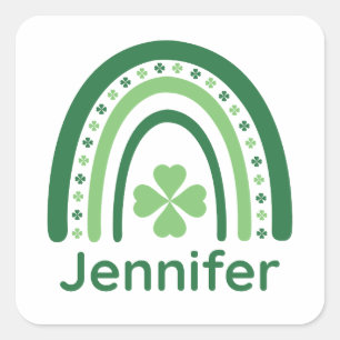 Sticker Carré Jennifer Nom Clover Boho Rainbow
