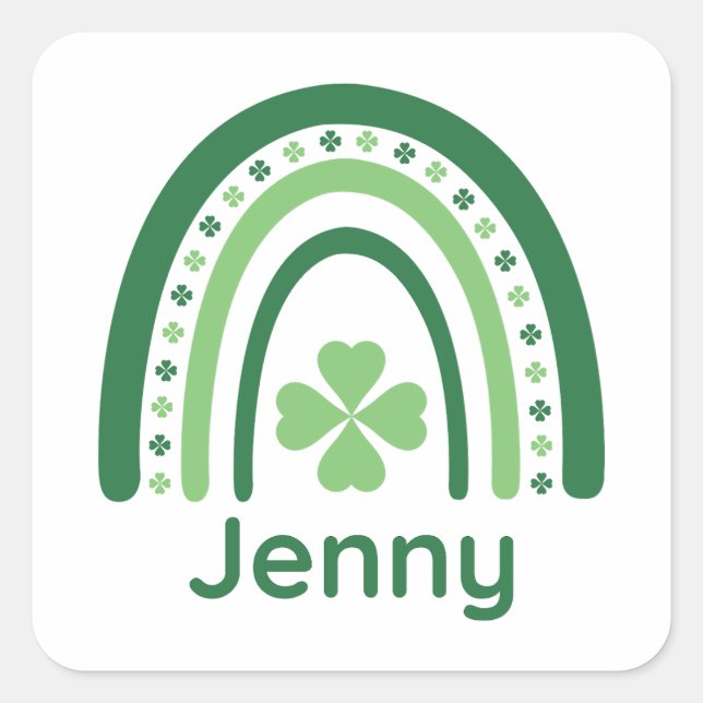 Sticker Carré Jenny Nom Clover Boho Rainbow (Devant)