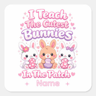 Sticker Carré J'enseigne les lapins les plus mignons du carré