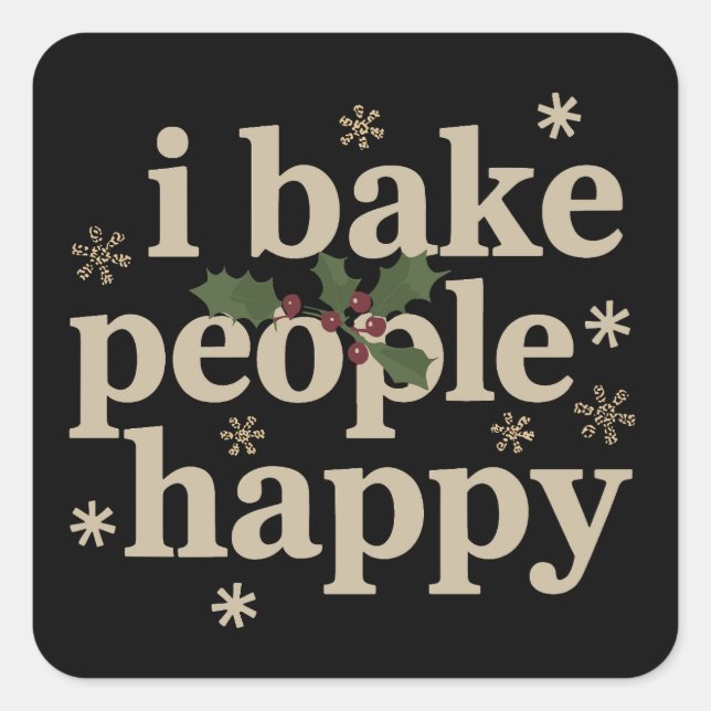 Sticker Carré J'équipe de cupcakes et biscuits qui rend les gens (Devant)