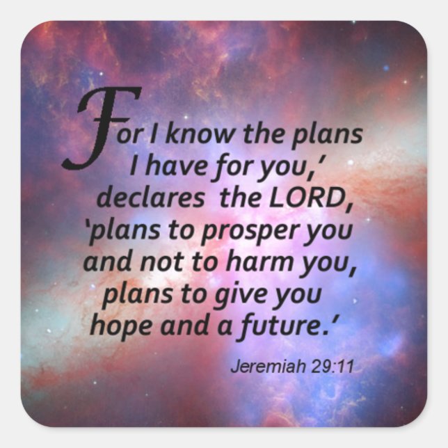 Sticker Carré Jérémie 29:11 (Devant)