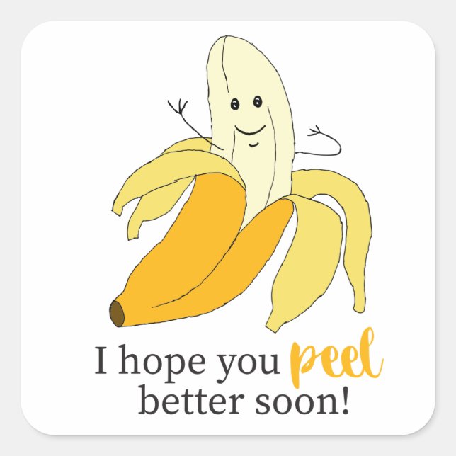 Sticker Carré J'espère que vous Peignez mieux Bananas Puns Carto (Devant)