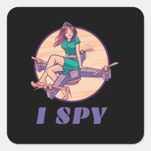 Sticker Carré J'Espère Un Drone Spy Pour Les Filles