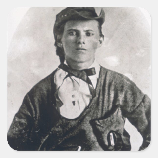 Sticker Carré Jesse Woodson James (photo b/w) (Devant)