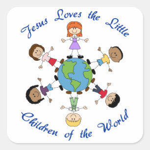 Sticker Carré Jésus aime les enfants
