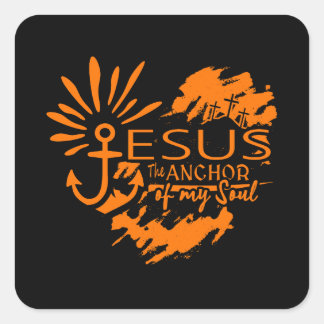 Sticker Carré Jésus Ancre de Mon Âme – Croix de Mon Cœur