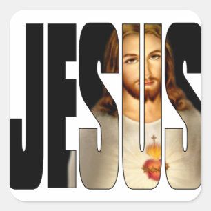 Sticker Carré Jésus avec son image dans son nom