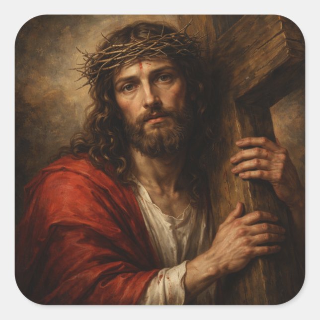 Sticker Carré Jésus-Christ (autocollant) (Devant)