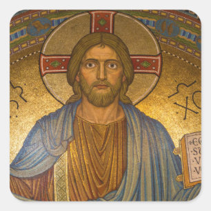 Sticker Carré Jésus Christ - Belle oeuvre chrétienne