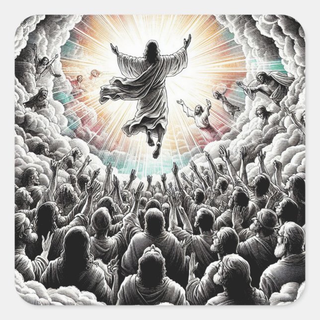 Sticker Carré Jésus Christ Le Rapace Art Religieux Chrétien (Devant)