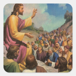 Sticker Carré Jésus-Christ Sermon sur la montagne, Religion Vint