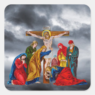 STICKER CARRÉ JÉSUS CHRIST SUR LA CROIX