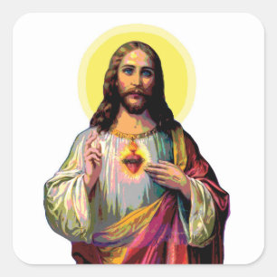 Sticker Carré Jesus Christus en style pop art