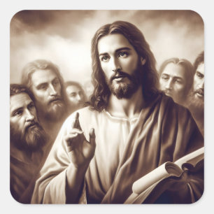 Sticker Carré Jésus Dépeint Comme Un Enseignant