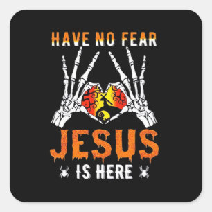 Sticker Carré Jésus Est Coeur Squelette Main