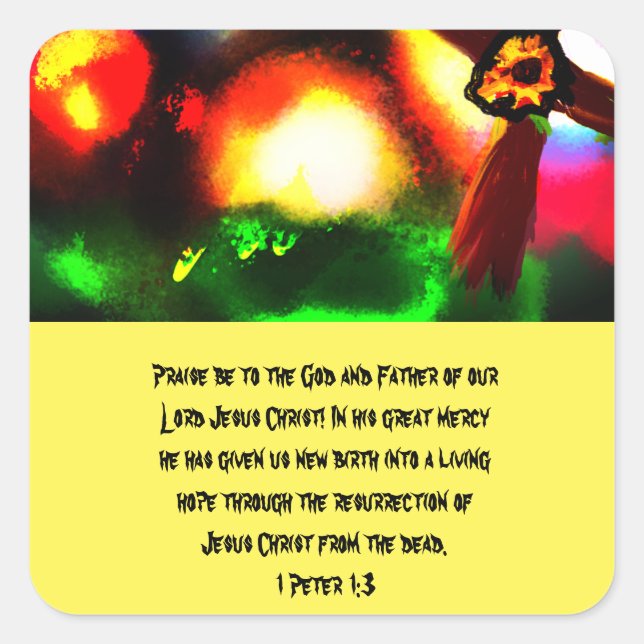 Sticker Carré Jésus est ici boîte en bois panneau carré papier c (Devant)