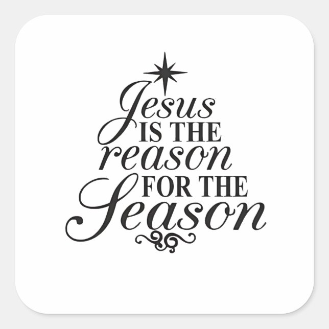 Sticker Carré Jésus Est La Raison De La Saison De Noël  (Devant)