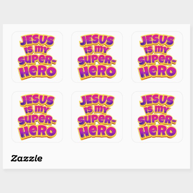 Sticker Carré Jésus est mon super-héros Femmes Filles Foi chréti (Feuille)