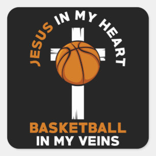 Sticker Carré Jésus Et Chrétien Du Basket-Ball Dit :