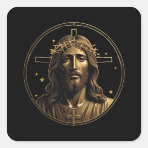 Sticker Carré Jésus Gold 1