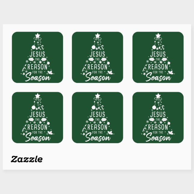 Sticker Carré Jésus La Raison De La Saison - Foi De Noël (Feuille)
