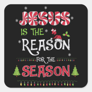 Sticker Carré Jésus La Raison La Saison Noël Chrétien