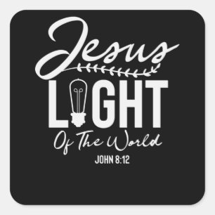 Sticker Carré Jésus Lumière Du Monde - Bible Verse