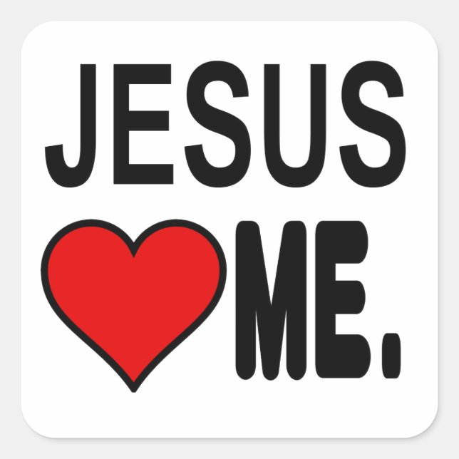 Sticker Carré Jésus m'aime Jésus Cadeaux (Devant)