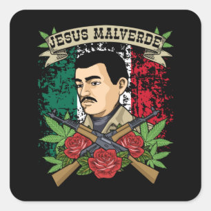 Sticker Carré Jésus Malverde Cadeau Femmes & Hommes Jésus Malver
