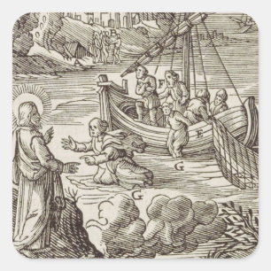 Sticker Carré Jésus marchant sur l'eau
