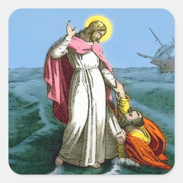 Sticker Carré Jésus marche sur l'eau (Devant)